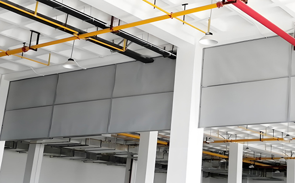 商场防烟分区常闭节点：福海挡烟垂壁高度与控制器接线图解